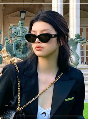 偏光椭圆形科技感女窄框墨镜女