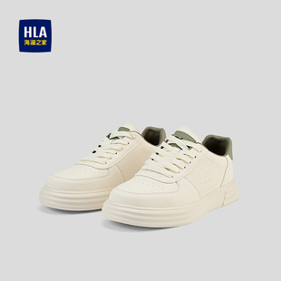 子男 26新撞色拼接圆头字母印花透气鞋 HLA 海澜之家抽绳系带休闲鞋