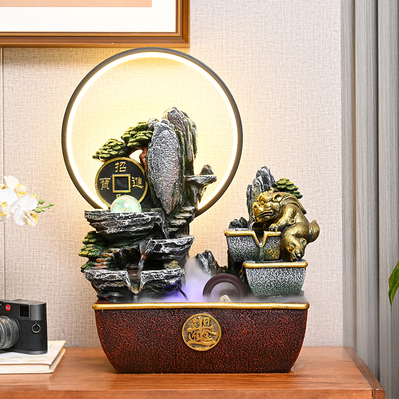假山流水喷泉摆件办公室客厅招财风水轮循环水景装饰品转运球生财