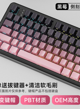 黑莓侧刻正刻键帽透光PBT个性渐变原厂OEM高度机械键盘客制化全套