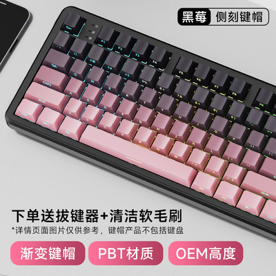 黑莓侧刻正键帽透光PBT个性渐变