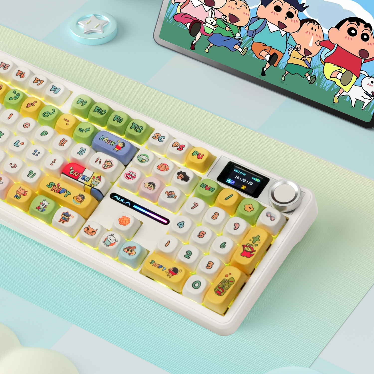 狼蛛F108pro三模机械键盘女生