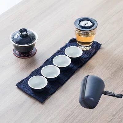 便携半全自动盖碗旅行功夫茶具套装懒人户外出差玲珑茶具一壶四杯|msdalam kategori pinggan mangkuk, set teh, Kung Fu teh - dari Buy2taobao.com untuk memberikan perkhidmatan ejen Taobao profesional membeli