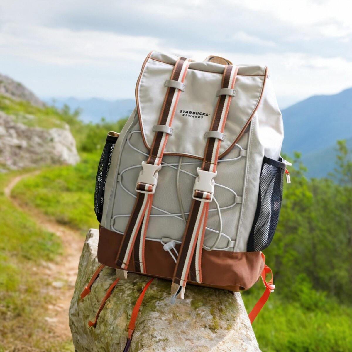 防尘包星巴克登山运动透气双肩包