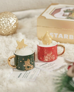 星巴克野兽派合作款家居香薰蜡烛香调红绿迷你对杯圣诞节日礼盒装