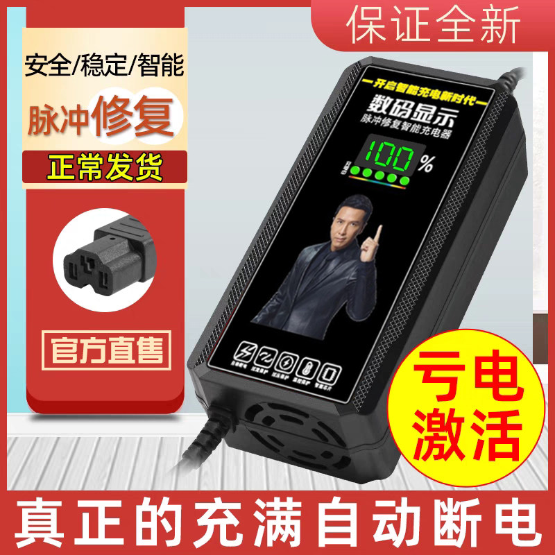 自动断电电动车电瓶充电器48V12A60V20AH72V适用雅迪爱玛台铃三轮