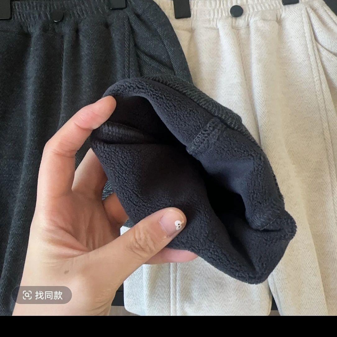 冬装男童裤子2024新款儿童斜纹加绒保暖束脚裤中大童休闲宽松卫裤