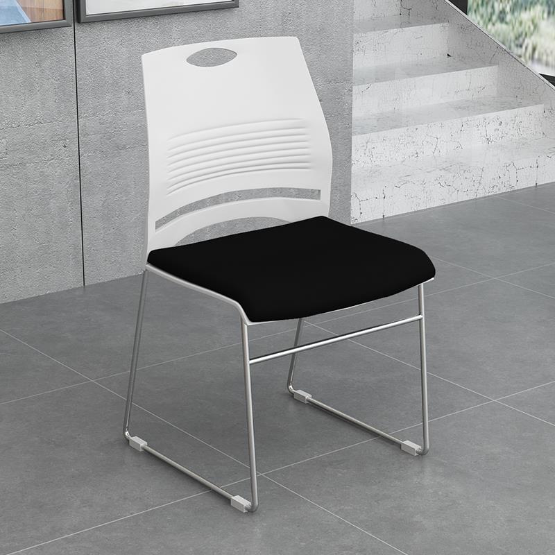 会议办公椅现代简约塑料电脑椅实心钢管弓形可叠放洽谈椅培训椅子