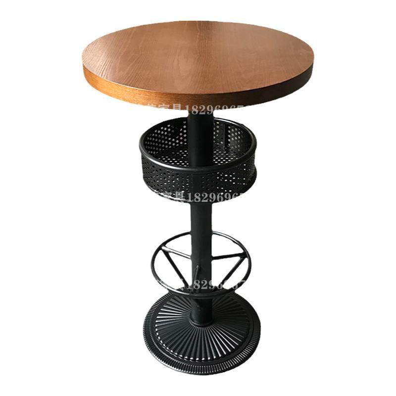 复古实木旋转高吧椅休闲咖啡馆酒吧美式吧凳餐厅清吧高脚桌椅组合