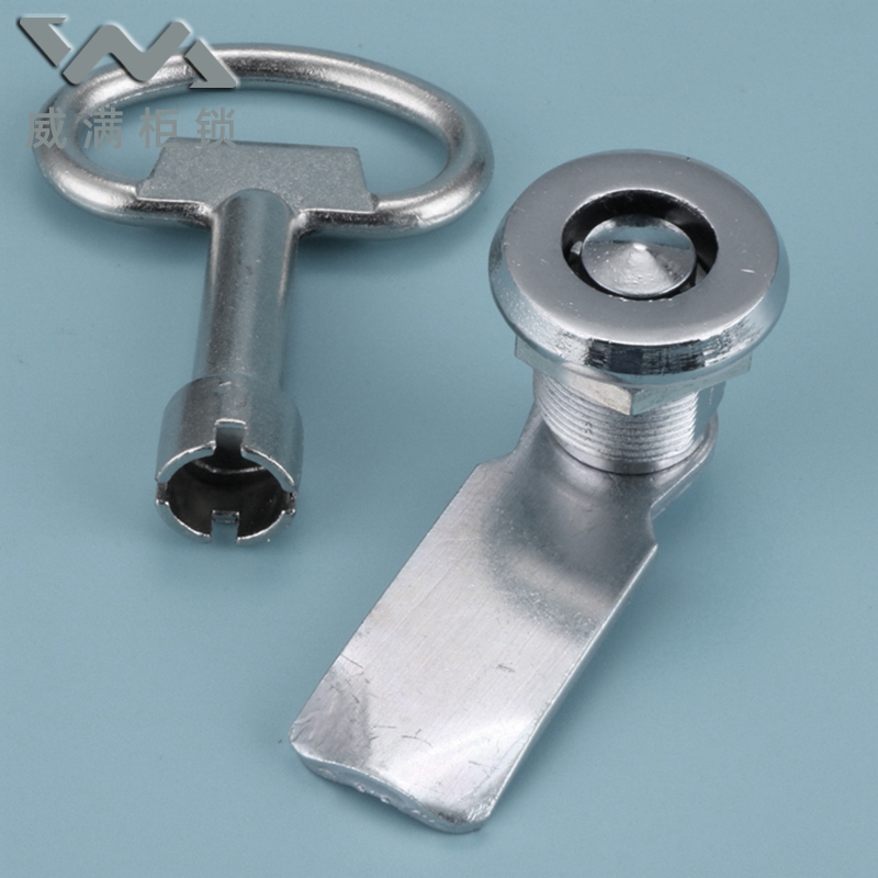 ms734按钮压缩式旋转锁 配电柜门锁 充电桩专用锁中置柜门圆柱锁