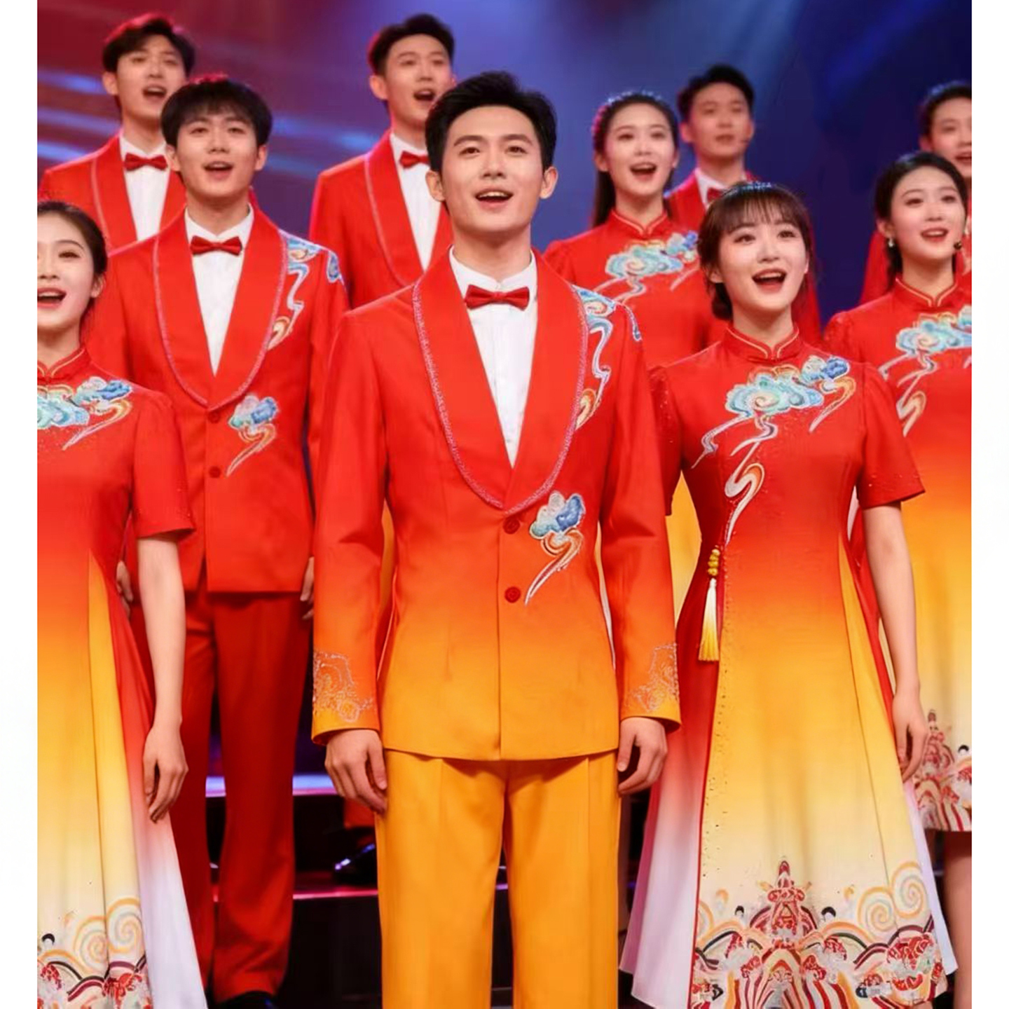 锦绣男女款大合唱礼服舞台表演合唱朗诵开场舞主持服装新中式礼服