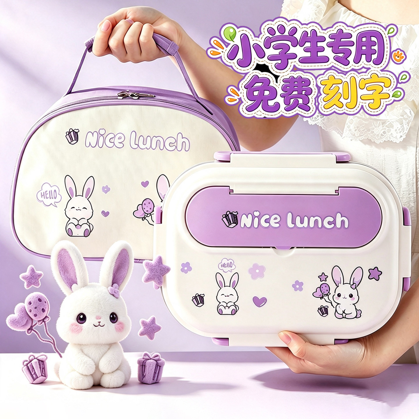 【萌萌治愈兔】小学生专用饭盒