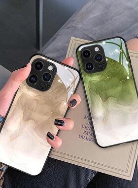 金箔绿墨适用vivoIQOO9手机壳8pro玻璃7全包neo5s6防摔z3z1/u3x女新款适用于苹果17promax手机壳iphone16巨好