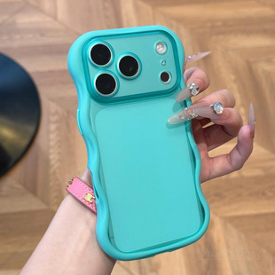 磨砂马卡龙波浪纹适用iPhone17promax手机壳苹果16全包151413半透