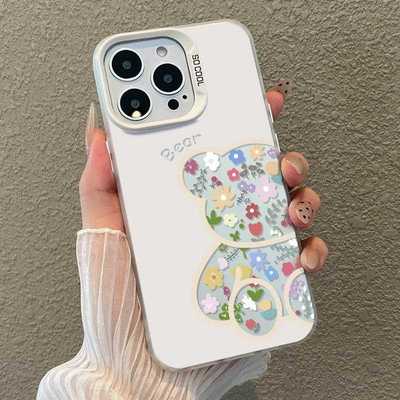 花朵小熊适用苹果17/16pro可爱15/14趣味iPhone11手机壳xsmax新款适用于苹果17promax手机壳iphone16巨好看的