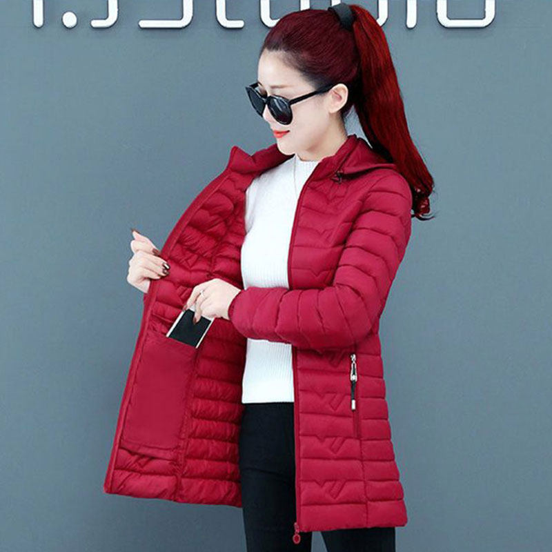 棉服女中长款韩版修身羽绒棉服2025冬季新款时尚气质收腰保暖棉袄