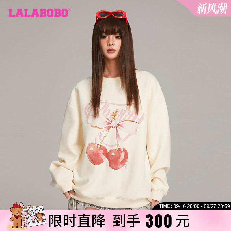 LALABOBO樱桃蝴蝶结套头卫衣