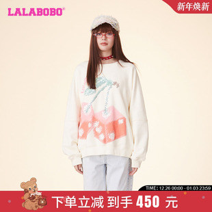 LALABOBO24春新韩系慵懒风筛子水果套头圆领卫衣女 WSTS45 LBDA