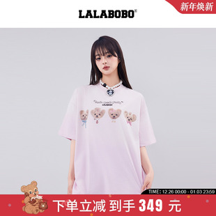 女原创潮牌趣味印花短袖 LALABOBO25年T恤夏新款 上衣 艾米同款