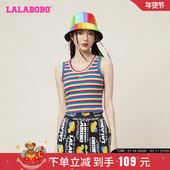 LALABOBO2023春夏新款 WSWT11 LBCB 彩虹字母显瘦短款 背心女