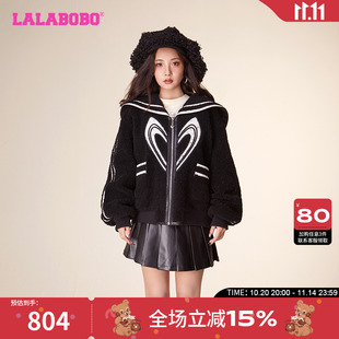LBCD 保暖翻领爱心图案毛绒外套女 WSDR36 新款 LALABOBO2023冬季