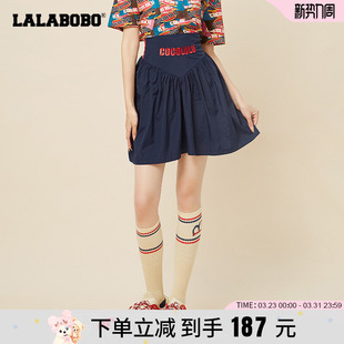 LALABOBO2023春夏新款 WXZQ11 高腰甜辣学院风百褶a字短裙半裙CBCB