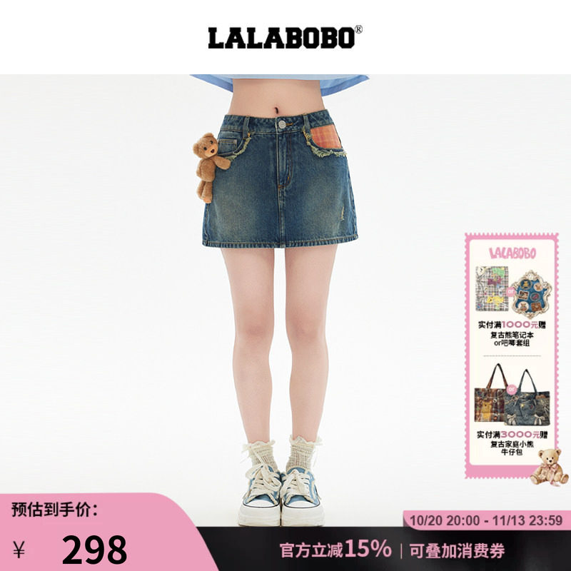 LALABOBO糖果小熊牛仔短裙
