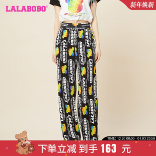 子LBCB 彩虹满印宽松阔腿直筒裤 WXZC13 新款 LALABOBO2023夏季
