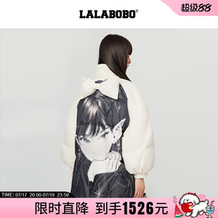 【商场同款】LALABOBO冬季羽绒服女原创新款潮牌酷蝴蝶结棉衣
