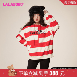 LBCC 宽松休闲条纹连帽套头卫衣女士 WSTS46 新款 LALABOBO2023冬季