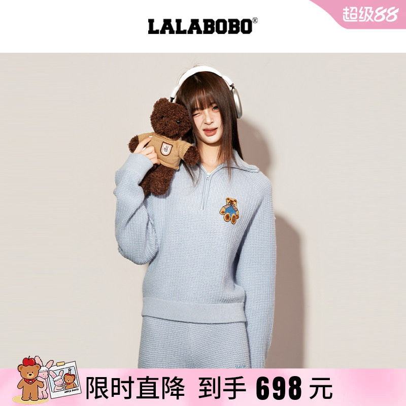 LABO半高领拉链小狗套头卫衣