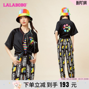 LBCB LALABOBO2023夏季 短袖 彩虹V领尖角休闲衬衫 WSWC12 新款