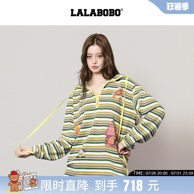 LABO复古小熊条纹卫衣