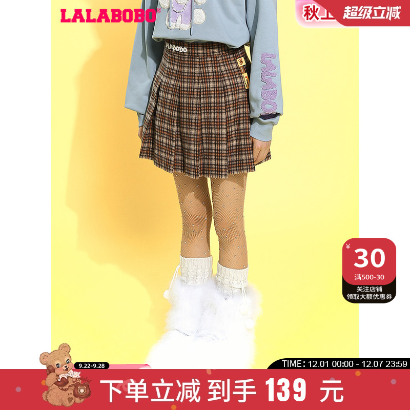 lalabobo复古百褶半身裙