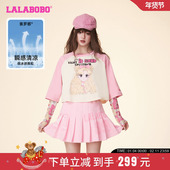 凉感 LBDB LALABOBO24夏季 短款 T恤女 新款 甜美印花长袖 WSDT23