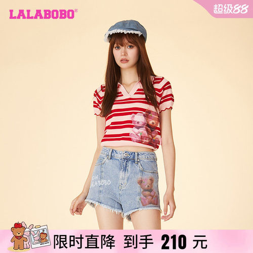 LALABOBO毛织短袖可爱甜美