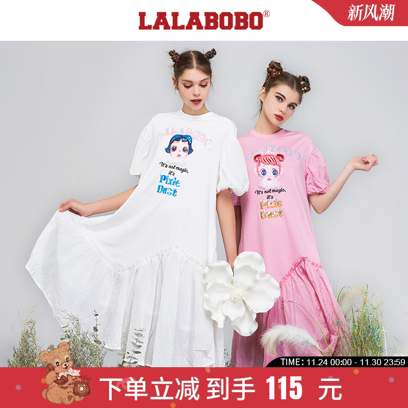 lalabobo泡泡袖设计感连衣长裙