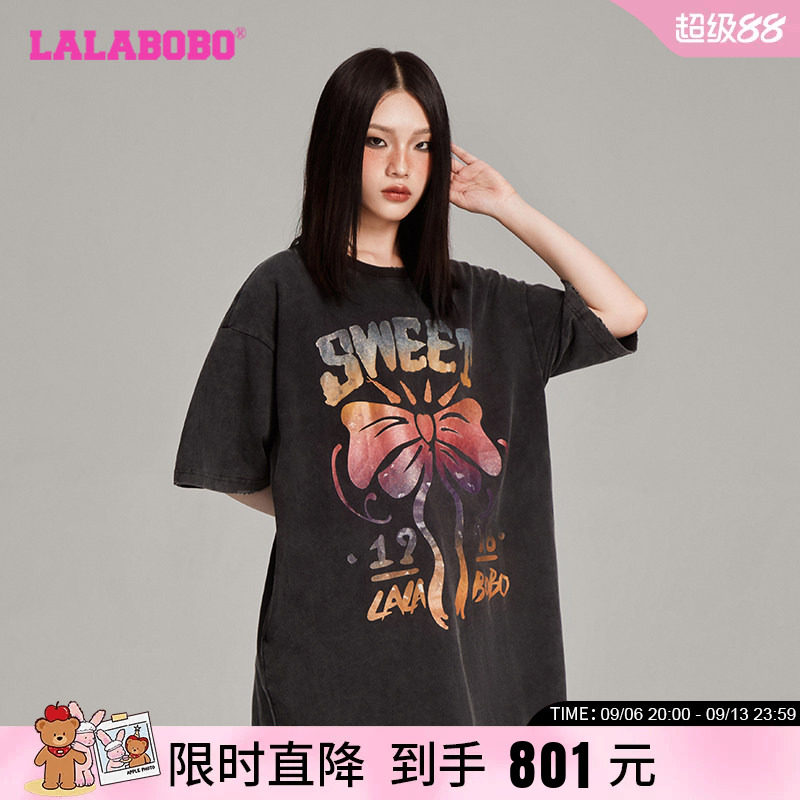 LALABOBO蝴蝶结图案连衣裙