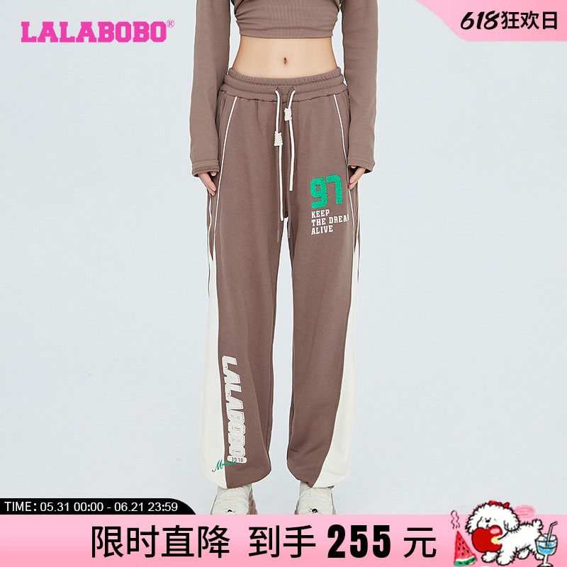 LALABOBO2024春秋新款宽松束脚显瘦复古运动休闲裤女LBCC-WXZC31