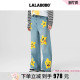 商场同款 印花涂鸦阔腿裤 LALABOBO25年春季 女原创新款 子 牛仔裤