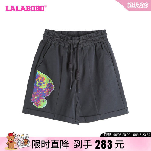 宽松复古LALABOBO休闲短裤