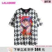 拼色别致原创独特上衣LBDC 新款 WSDT17 T恤女短袖 LALABOBO24年夏季