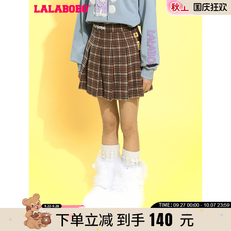 lalabobo复古百褶半身裙