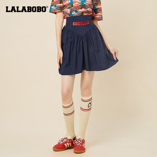 lalabobo高腰学院风a字短裙