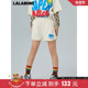 LALABOBO2024春夏新款 WXZD12 CBCA 松紧腰字母印花休闲短裤 女