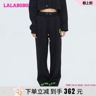 LALABOBO2023秋季 潮流金属荆棘熊针织休闲裤 子女LBCC WXZC50 新款