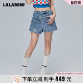 LBCA A型牛仔三分短裤 WXZD13 可爱复古熊兔短裤 LALABOBO春夏新品