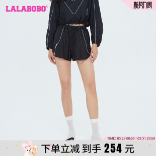 女LBCB 简约潮流松紧腰三分休闲短裤 WXZD52 新款 LALABOBO2023夏季
