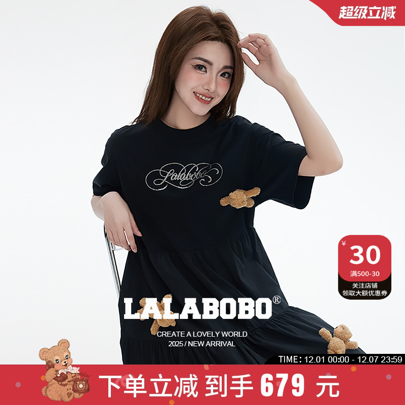 LALABOBO立体小熊梭织连衣裙
