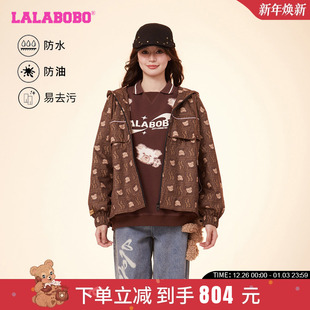 防水易去污防油LALABOBO24春新品 WSDW12 满印夹休闲克外套女LBDA